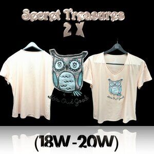 Secret Treasure Sleepwear V-Neck women's T-Shirt - It's Owl Good Size 2X